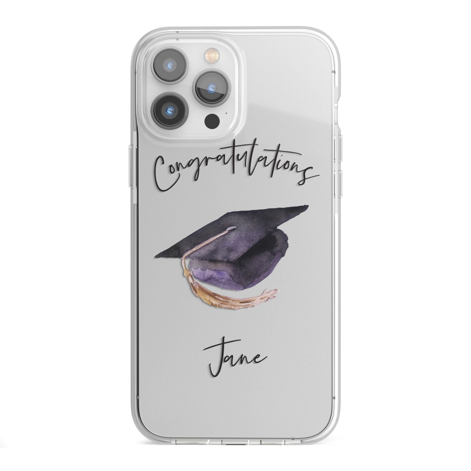 Congratulations Graduate Custom iPhone 13 Pro Max TPU Impact Case with White Edges
