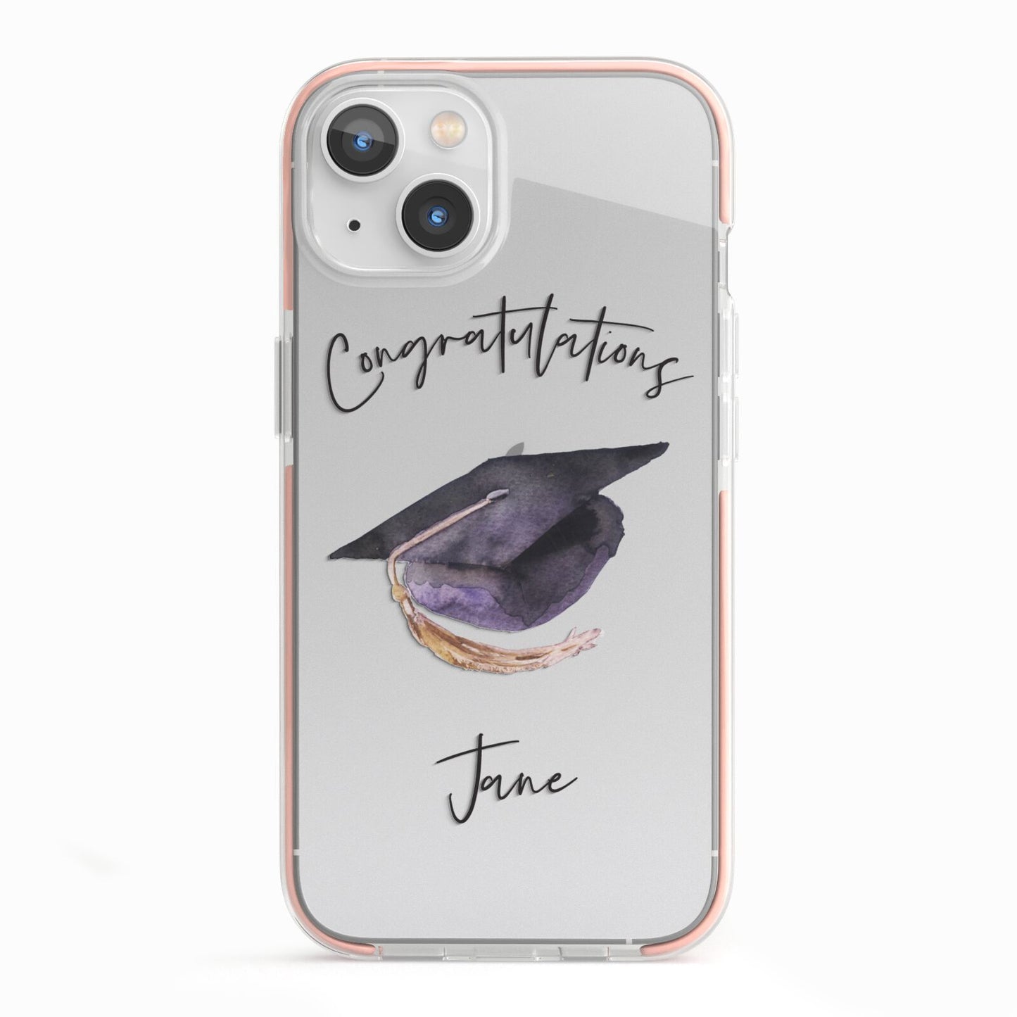 Congratulations Graduate Custom iPhone 13 TPU Impact Case with Pink Edges