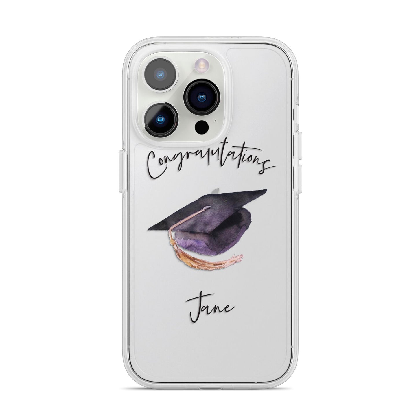 Congratulations Graduate Custom iPhone 14 Pro Clear Tough Case Silver