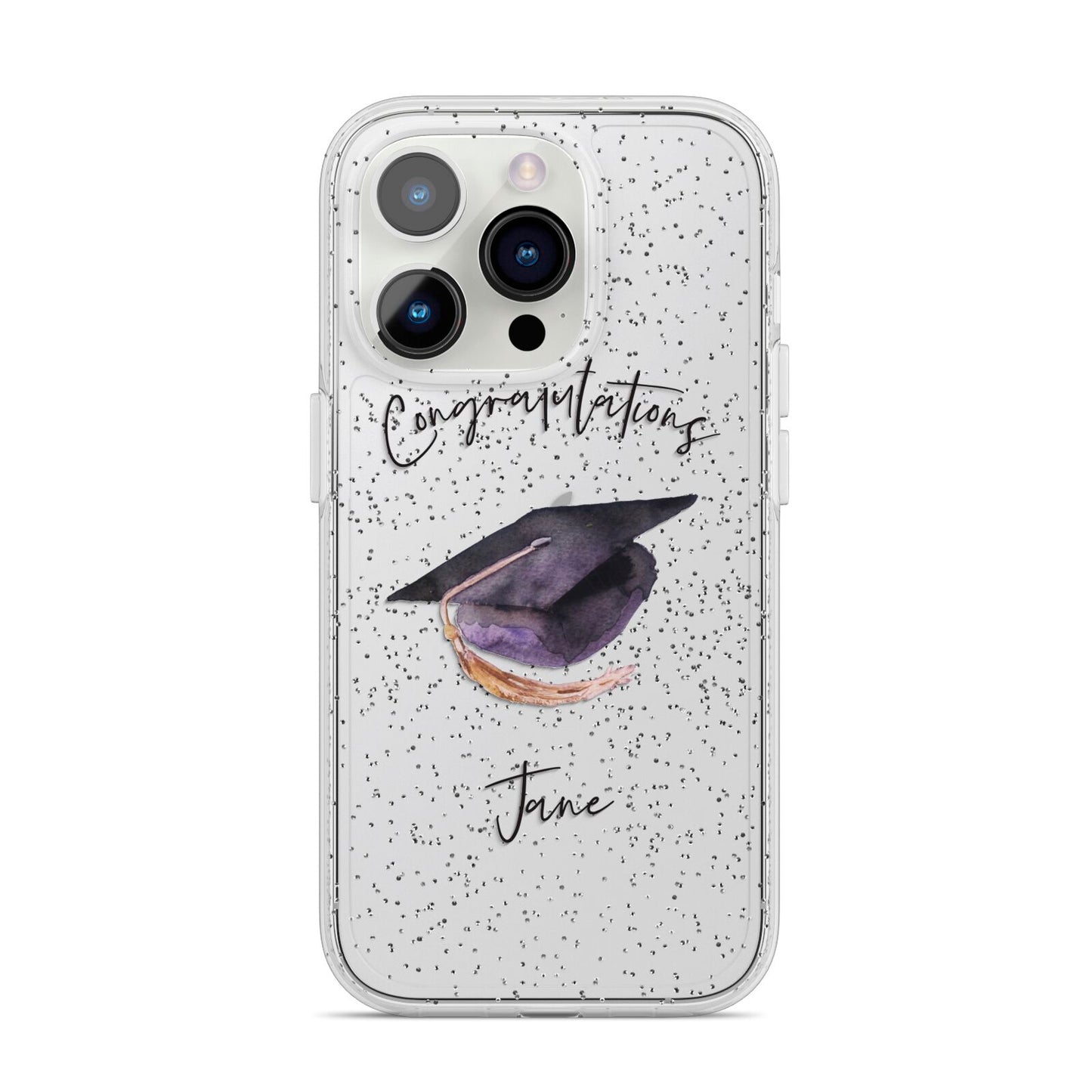 Congratulations Graduate Custom iPhone 14 Pro Glitter Tough Case Silver