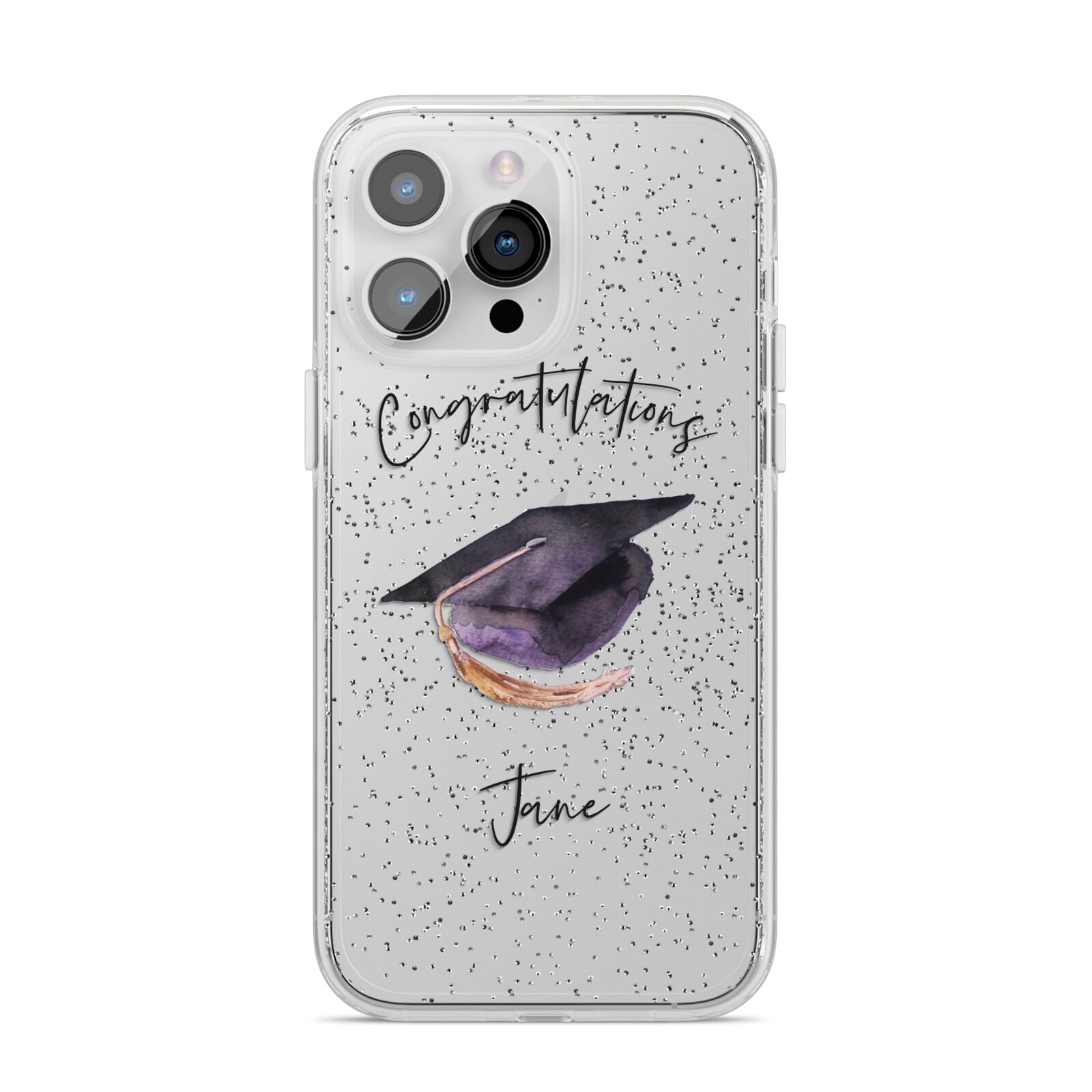 Congratulations Graduate Custom iPhone 14 Pro Max Glitter Tough Case Silver