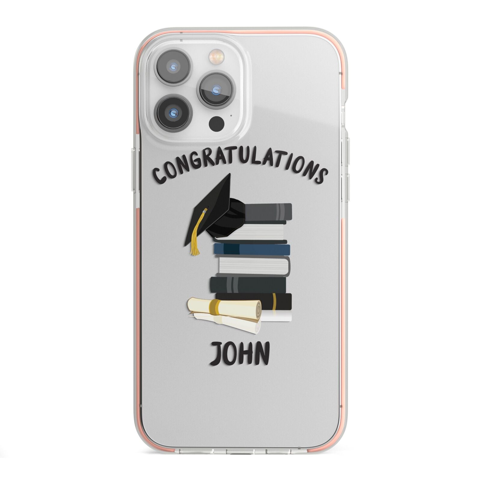 Congratulations Graduate iPhone 13 Pro Max TPU Impact Case with Pink Edges