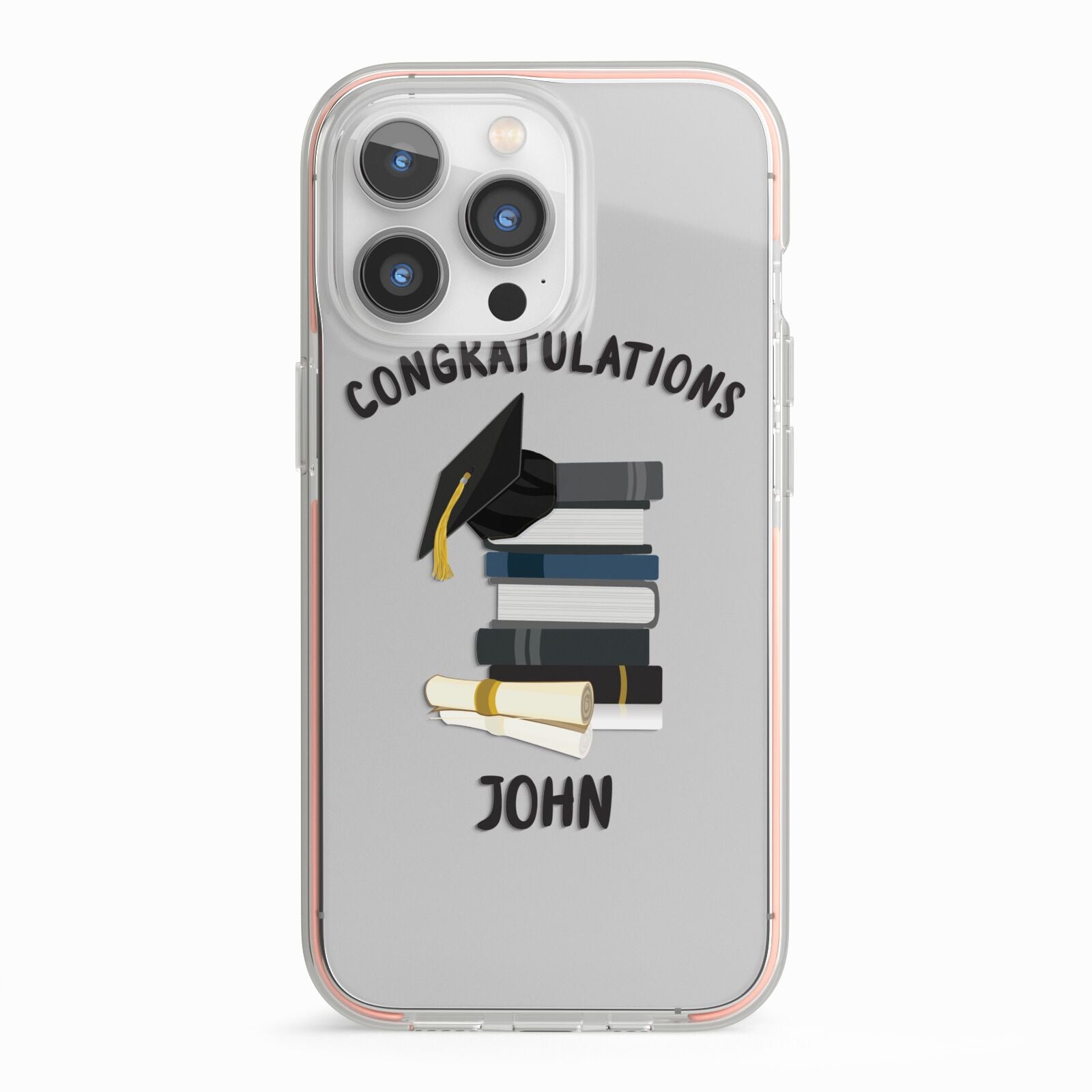 Congratulations Graduate iPhone 13 Pro TPU Impact Case with Pink Edges
