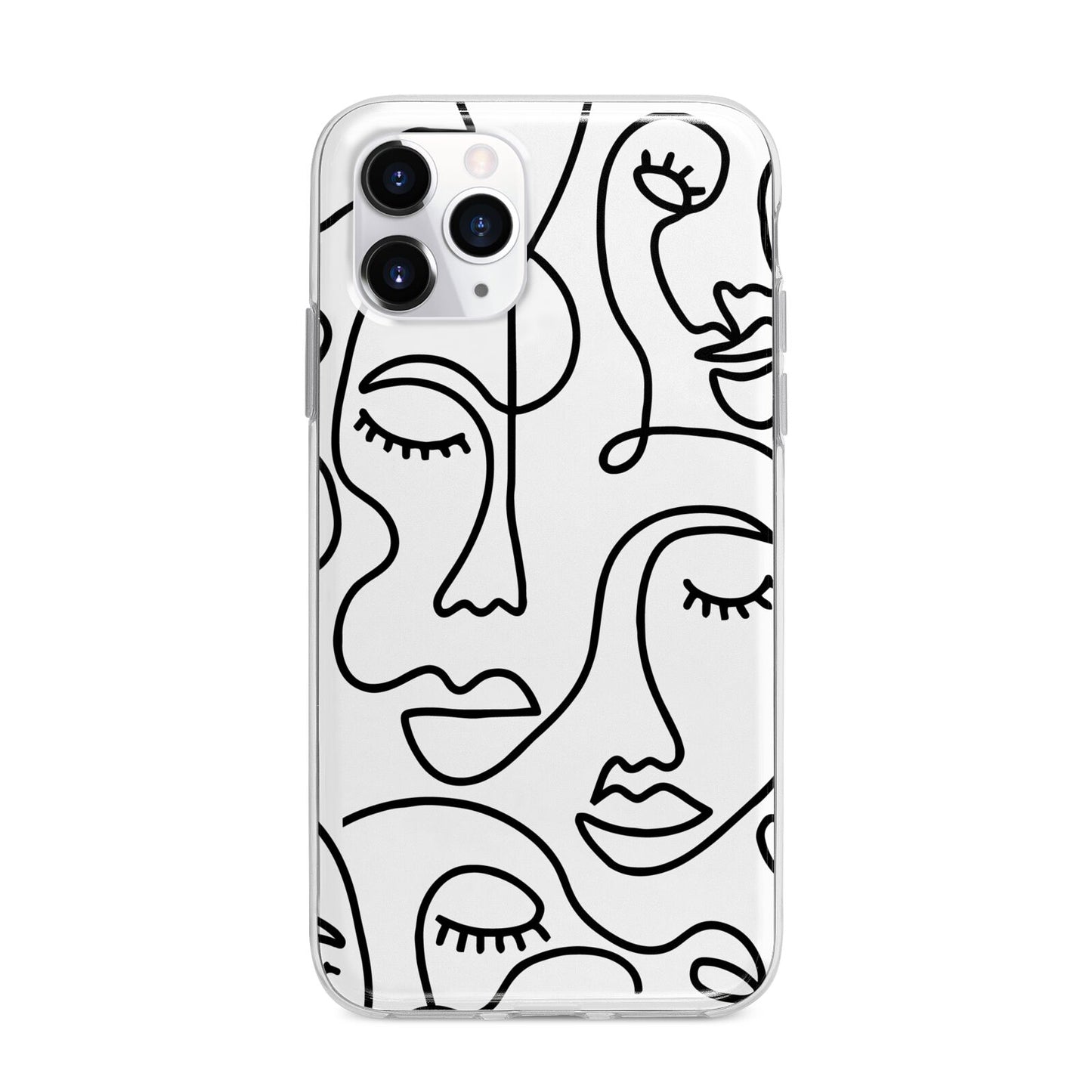 Continuous Abstract Face Apple iPhone 11 Pro Max in Silver with Bumper Case