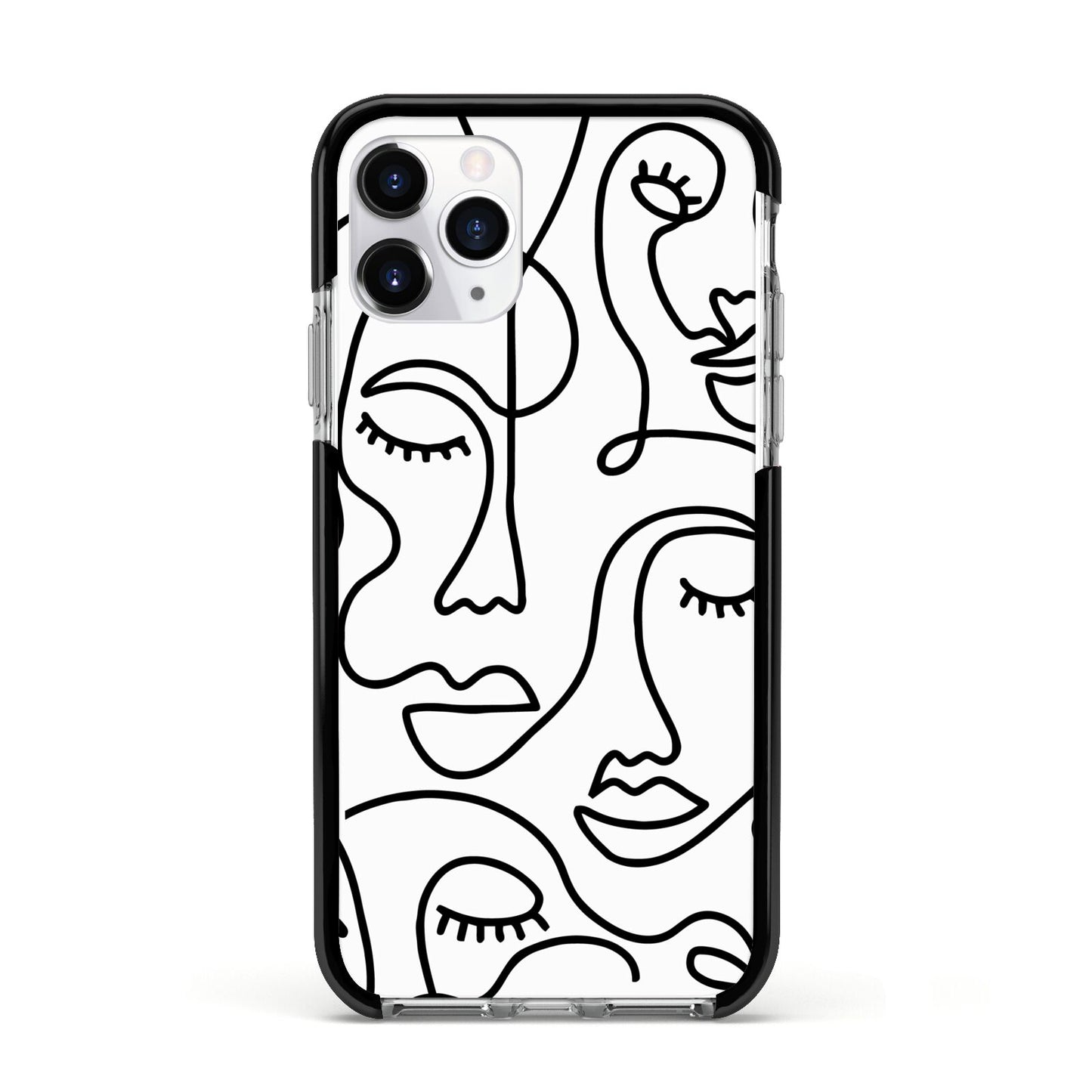 Continuous Abstract Face Apple iPhone 11 Pro in Silver with Black Impact Case