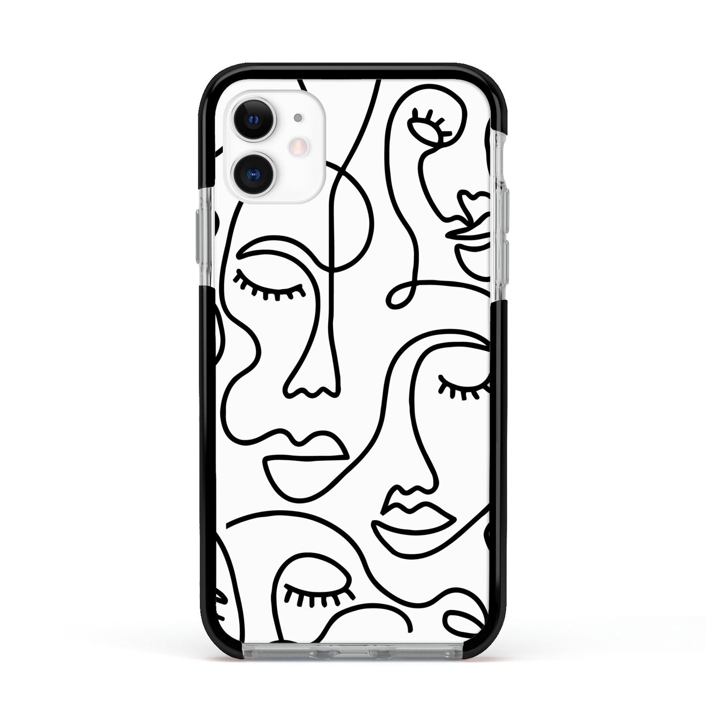 Continuous Abstract Face Apple iPhone 11 in White with Black Impact Case