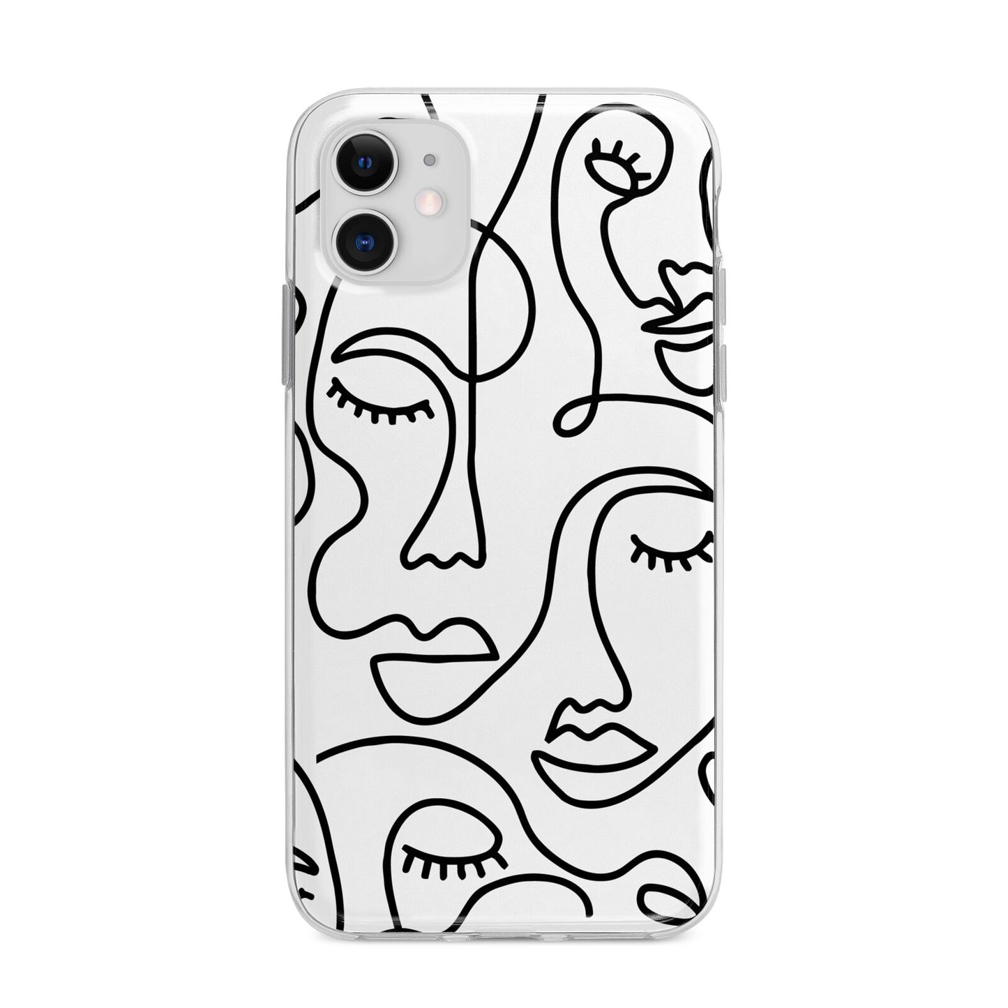 Continuous Abstract Face Apple iPhone 11 in White with Bumper Case