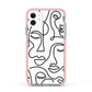 Continuous Abstract Face Apple iPhone 11 in White with Pink Impact Case