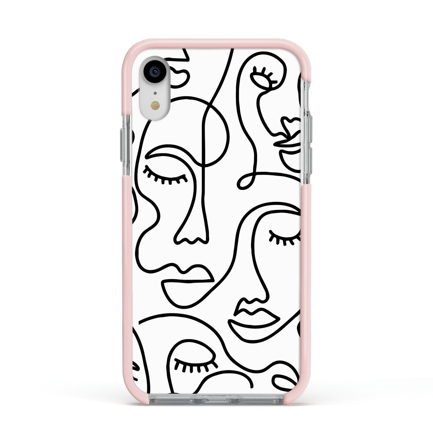 Continuous Abstract Face Apple iPhone XR Impact Case Pink Edge on Silver Phone