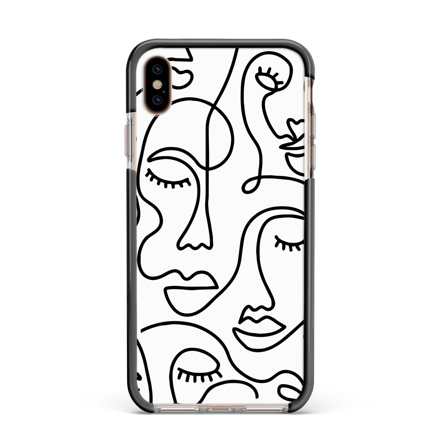 Continuous Abstract Face Apple iPhone Xs Max Impact Case Black Edge on Gold Phone