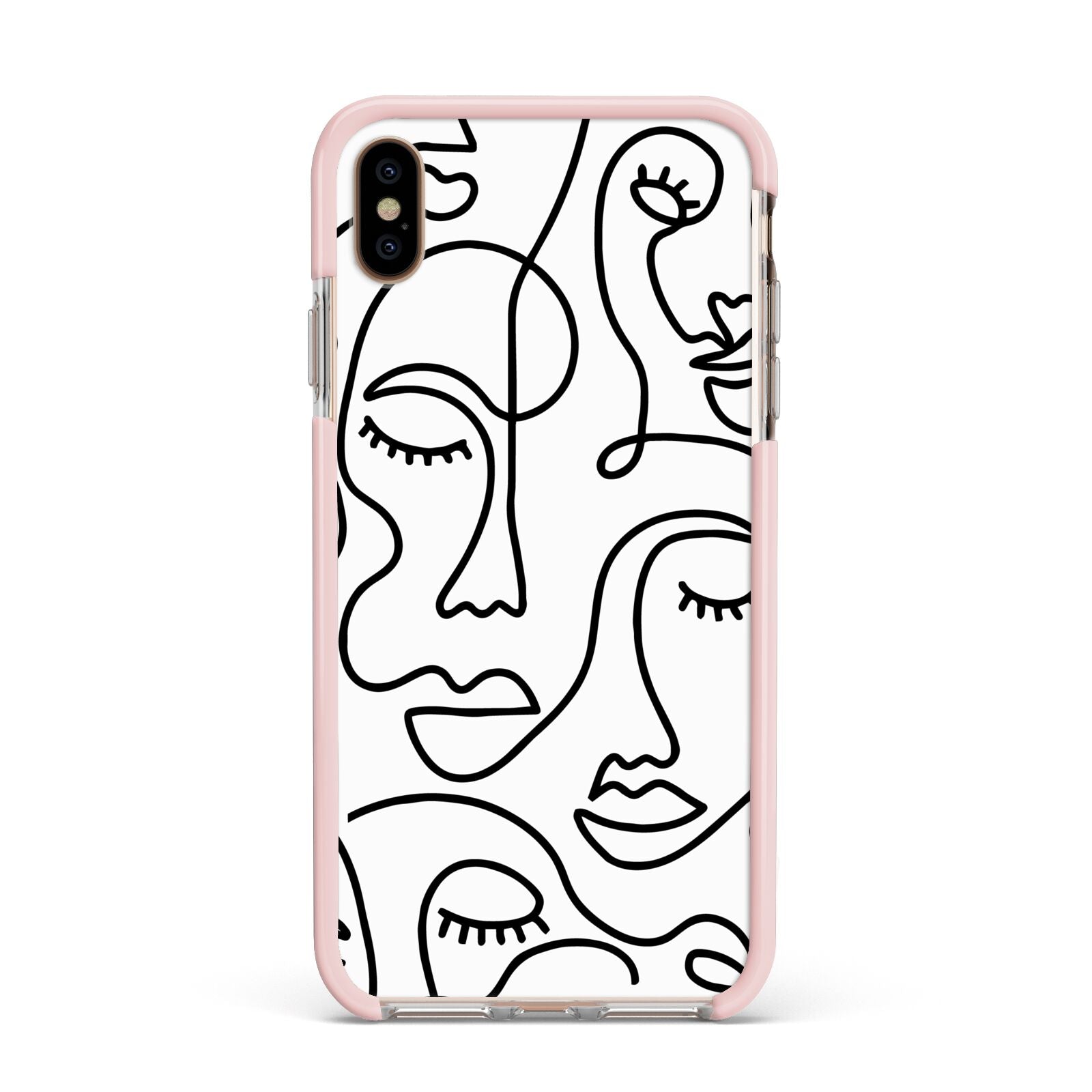 Continuous Abstract Face Apple iPhone Xs Max Impact Case Pink Edge on Gold Phone