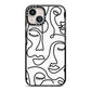Continuous Abstract Face iPhone 13 Black Impact Case on Silver phone