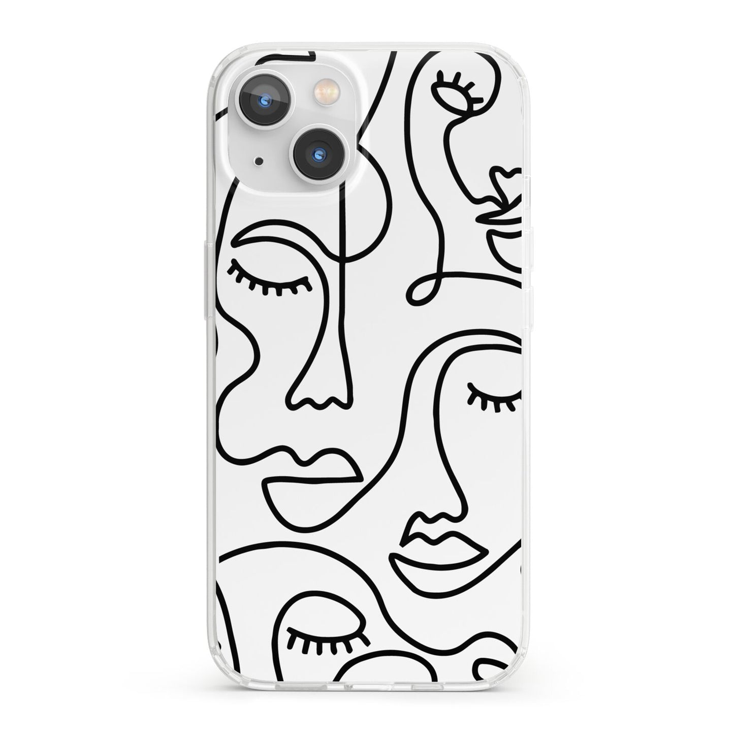 Continuous Abstract Face iPhone 13 Clear Bumper Case
