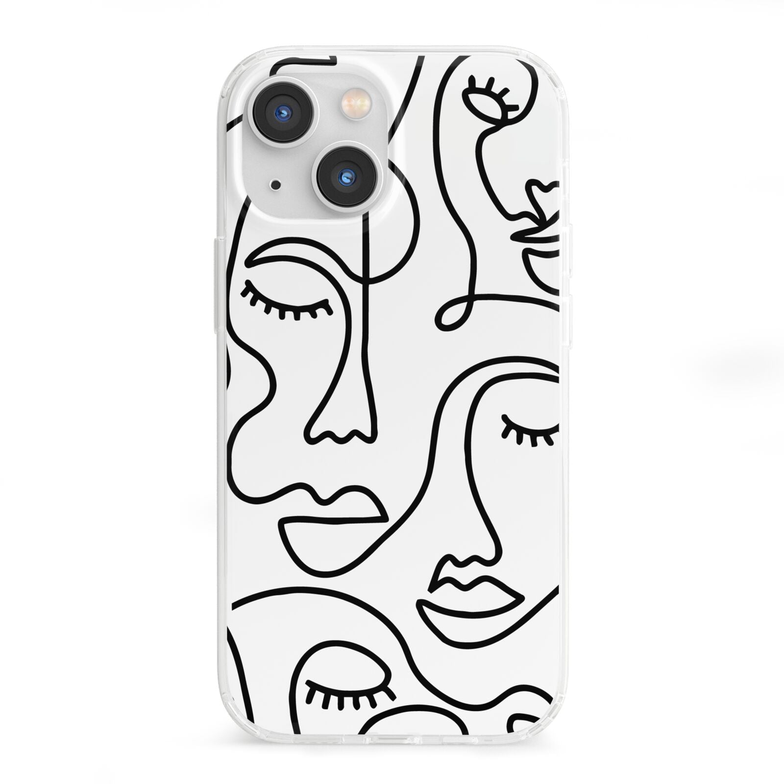 Continuous Abstract Face iPhone 13 Mini Clear Bumper Case