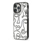 Continuous Abstract Face iPhone 13 Pro Max Black Impact Case Side Angle on Silver phone