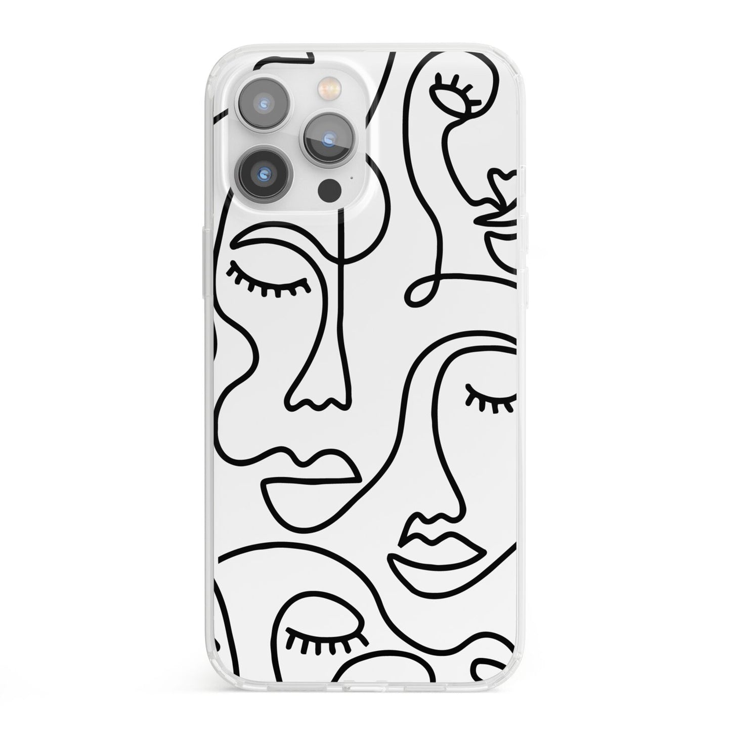 Continuous Abstract Face iPhone 13 Pro Max Clear Bumper Case