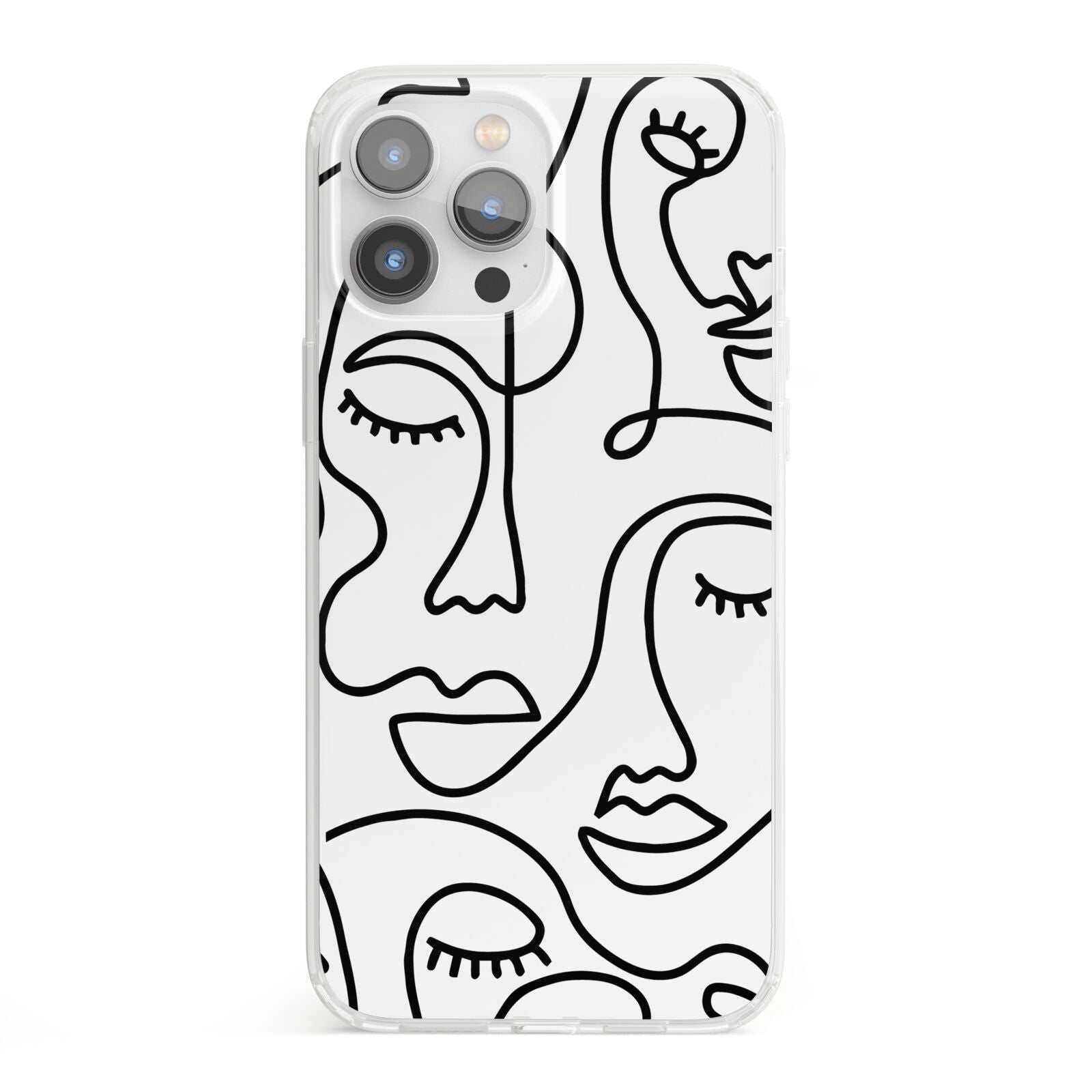 Continuous Abstract Face iPhone 13 Pro Max Clear Bumper Case