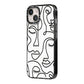 Continuous Abstract Face iPhone 14 Black Impact Case Side Angle on Silver phone
