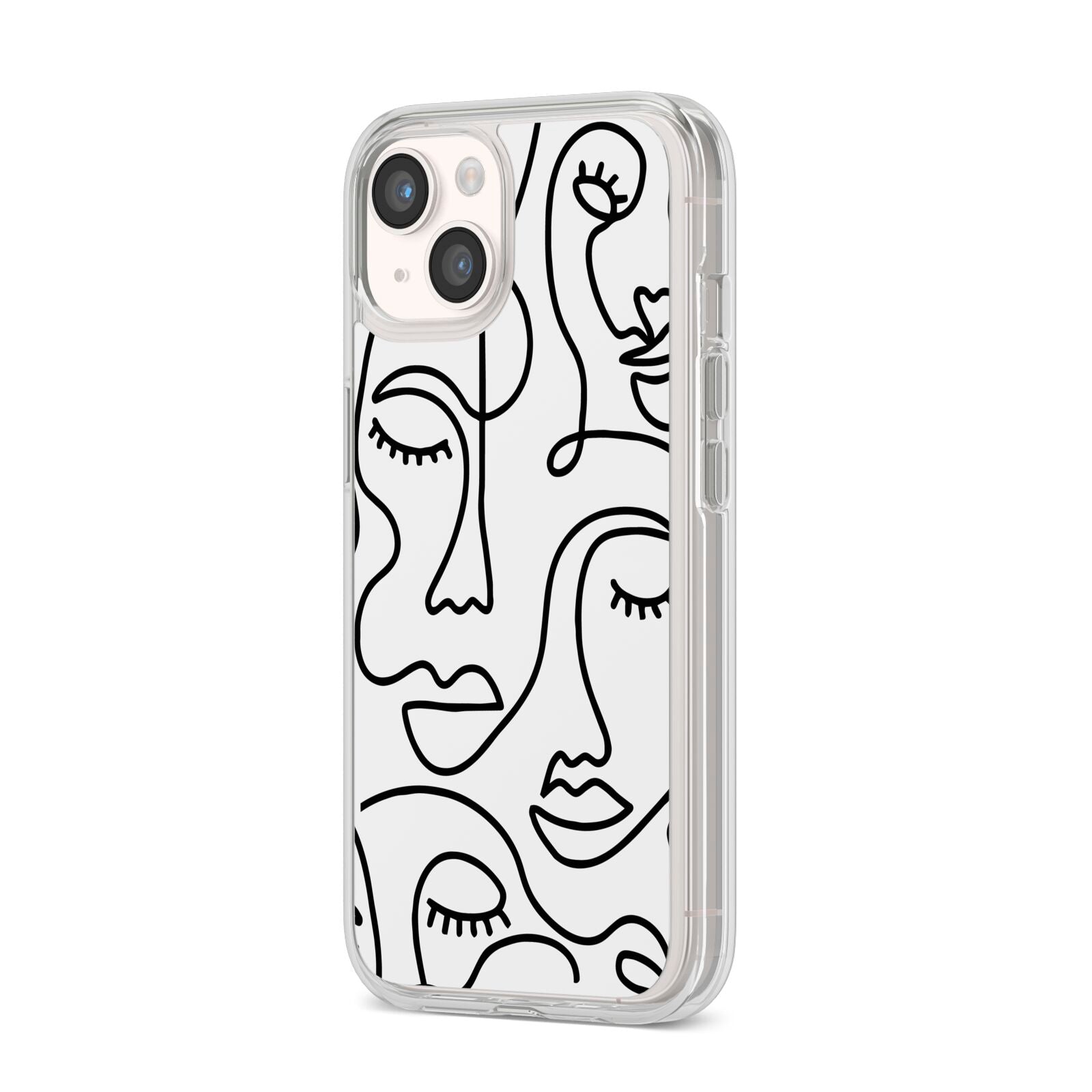 Continuous Abstract Face iPhone 14 Clear Tough Case Starlight Angled Image