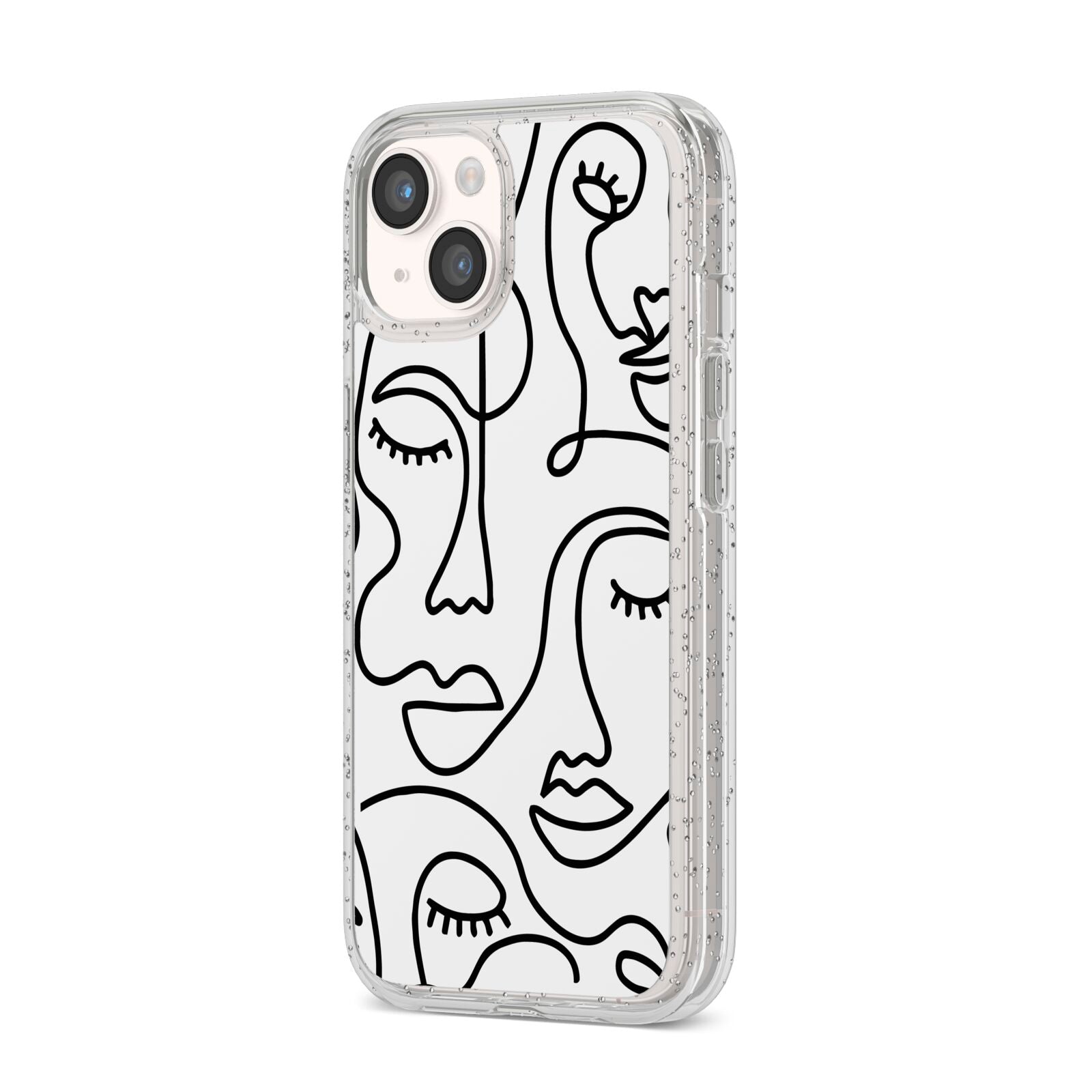 Continuous Abstract Face iPhone 14 Glitter Tough Case Starlight Angled Image
