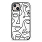 Continuous Abstract Face iPhone 14 Plus Black Impact Case on Silver phone