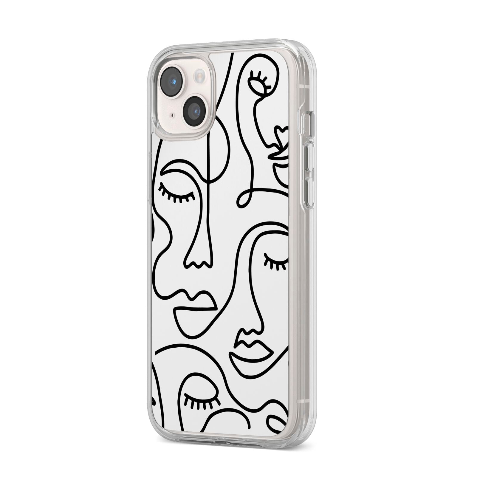 Continuous Abstract Face iPhone 14 Plus Clear Tough Case Starlight Angled Image