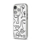 Continuous Abstract Face iPhone 14 Pro Clear Tough Case Silver Angled Image