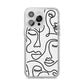 Continuous Abstract Face iPhone 14 Pro Max Clear Tough Case Silver