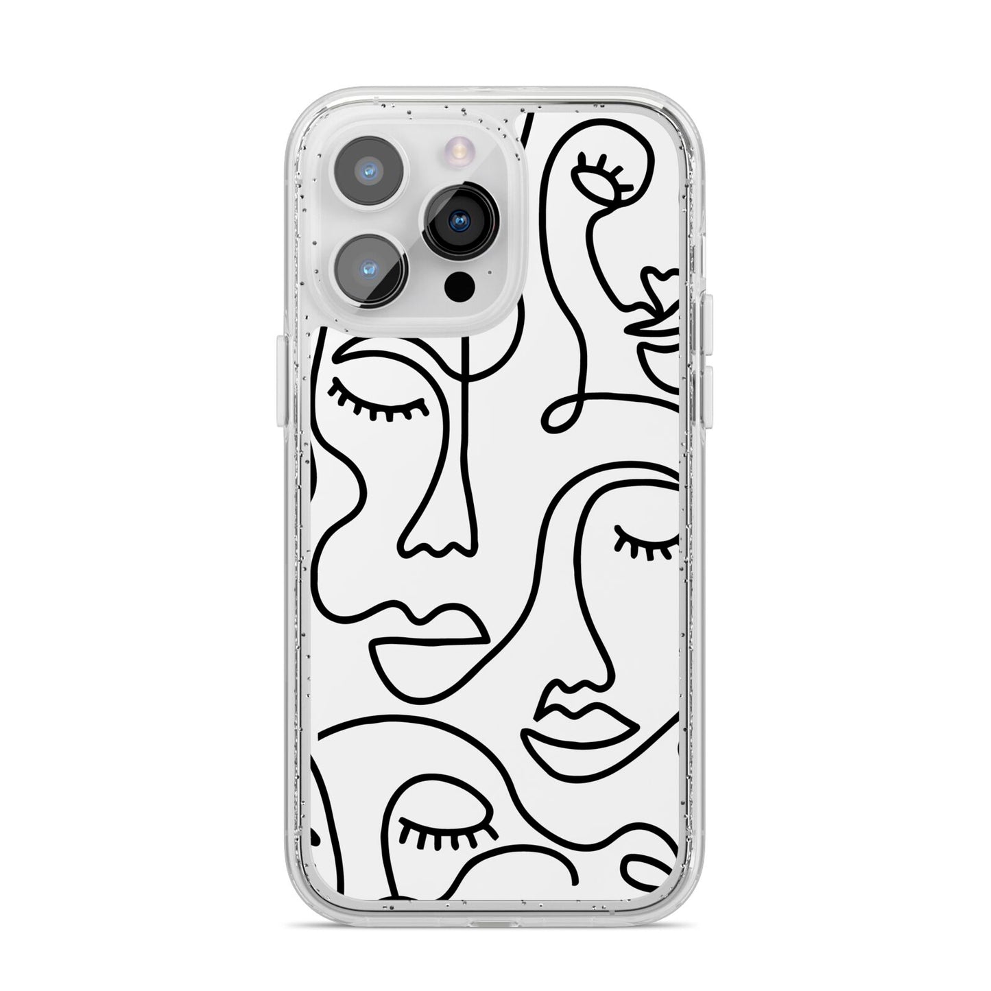 Continuous Abstract Face iPhone 14 Pro Max Glitter Tough Case Silver