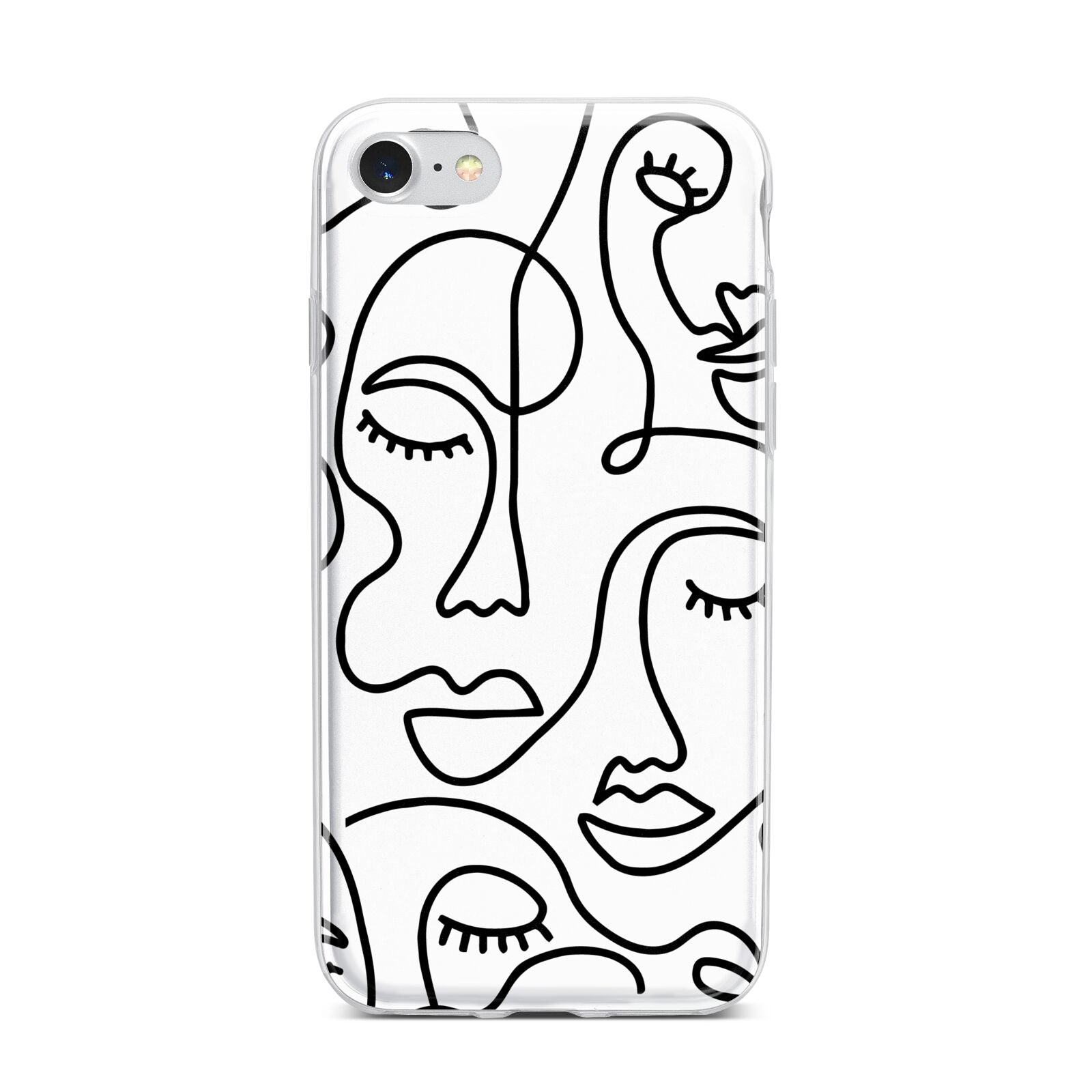 Continuous Abstract Face iPhone 7 Bumper Case on Silver iPhone