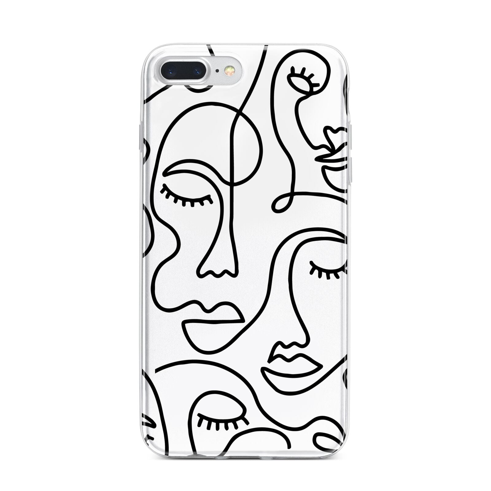 Continuous Abstract Face iPhone 7 Plus Bumper Case on Silver iPhone