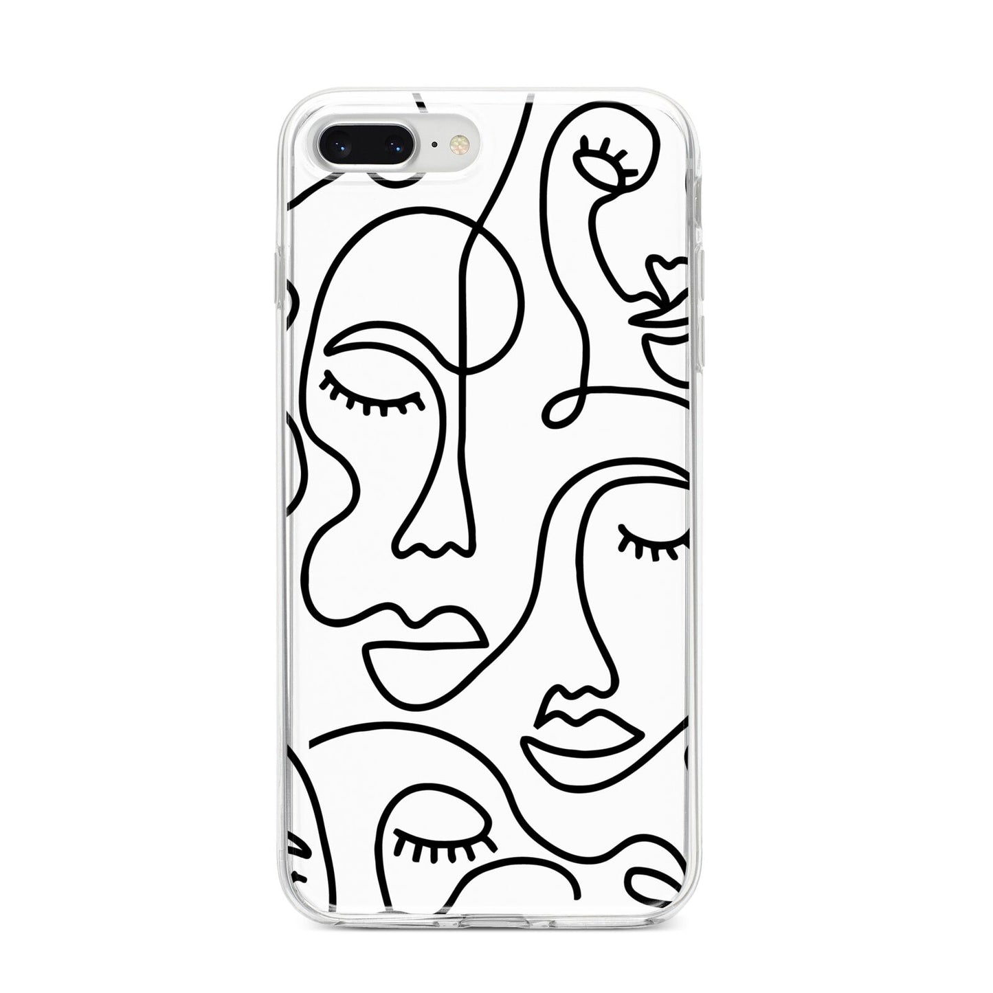 Continuous Abstract Face iPhone 8 Plus Bumper Case on Silver iPhone