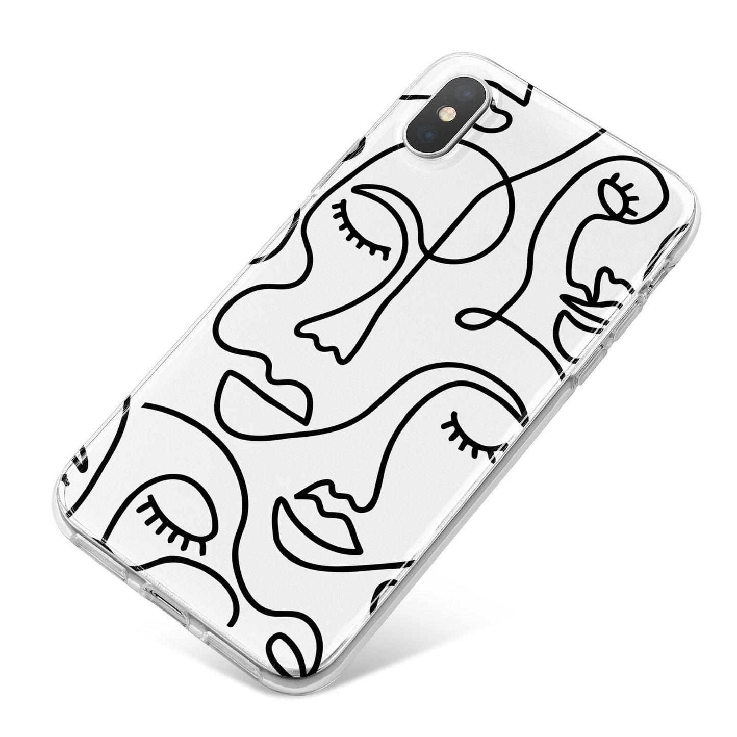 Continuous Abstract Face iPhone X Bumper Case on Silver iPhone