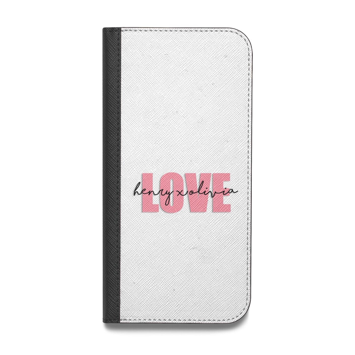 Couples Personalised Love Vegan Leather Flip iPhone Case
