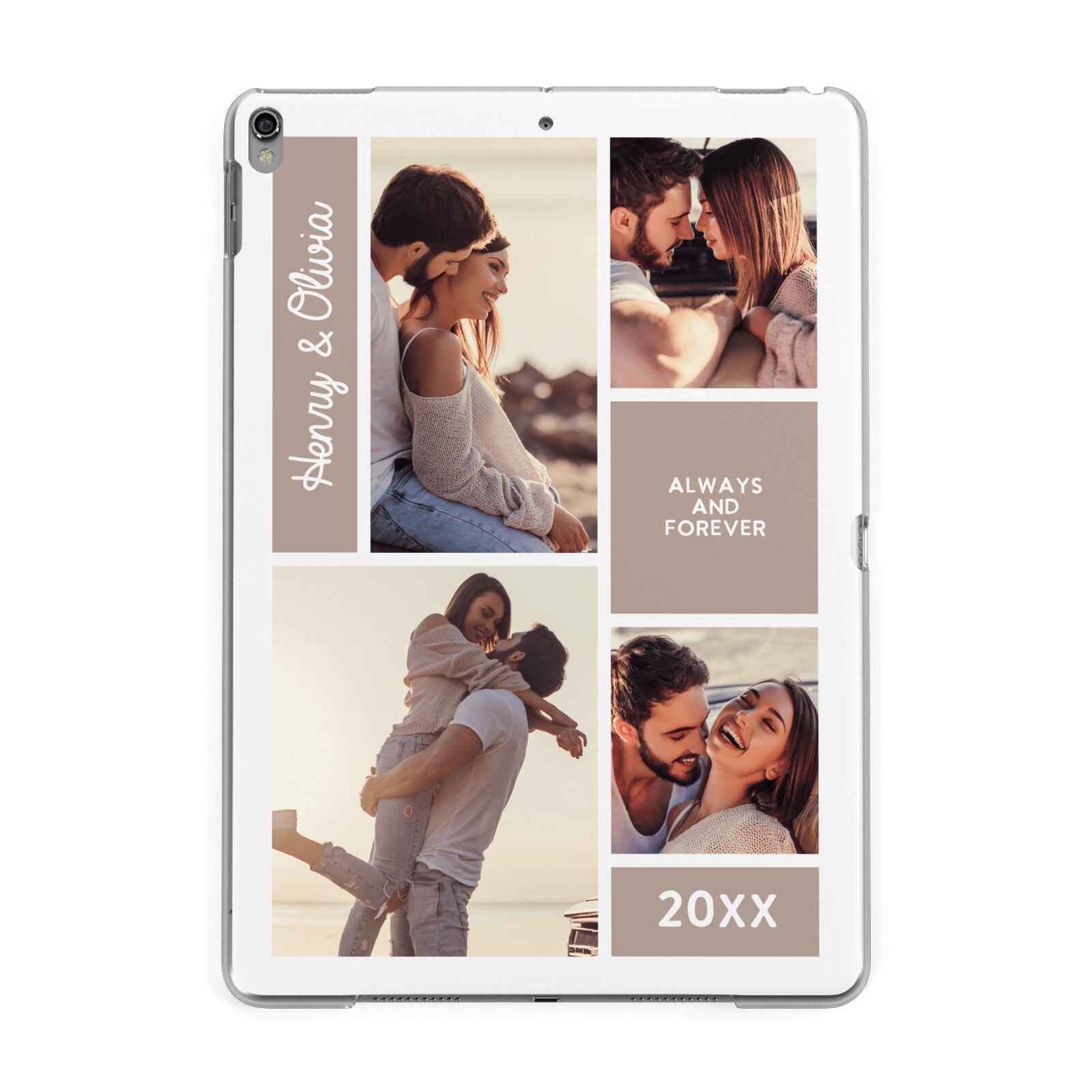 Couples Valentine Photo Collage Personalised Apple iPad Grey Case