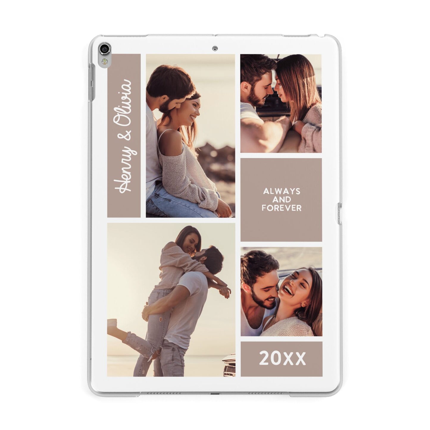 Couples Valentine Photo Collage Personalised Apple iPad Silver Case