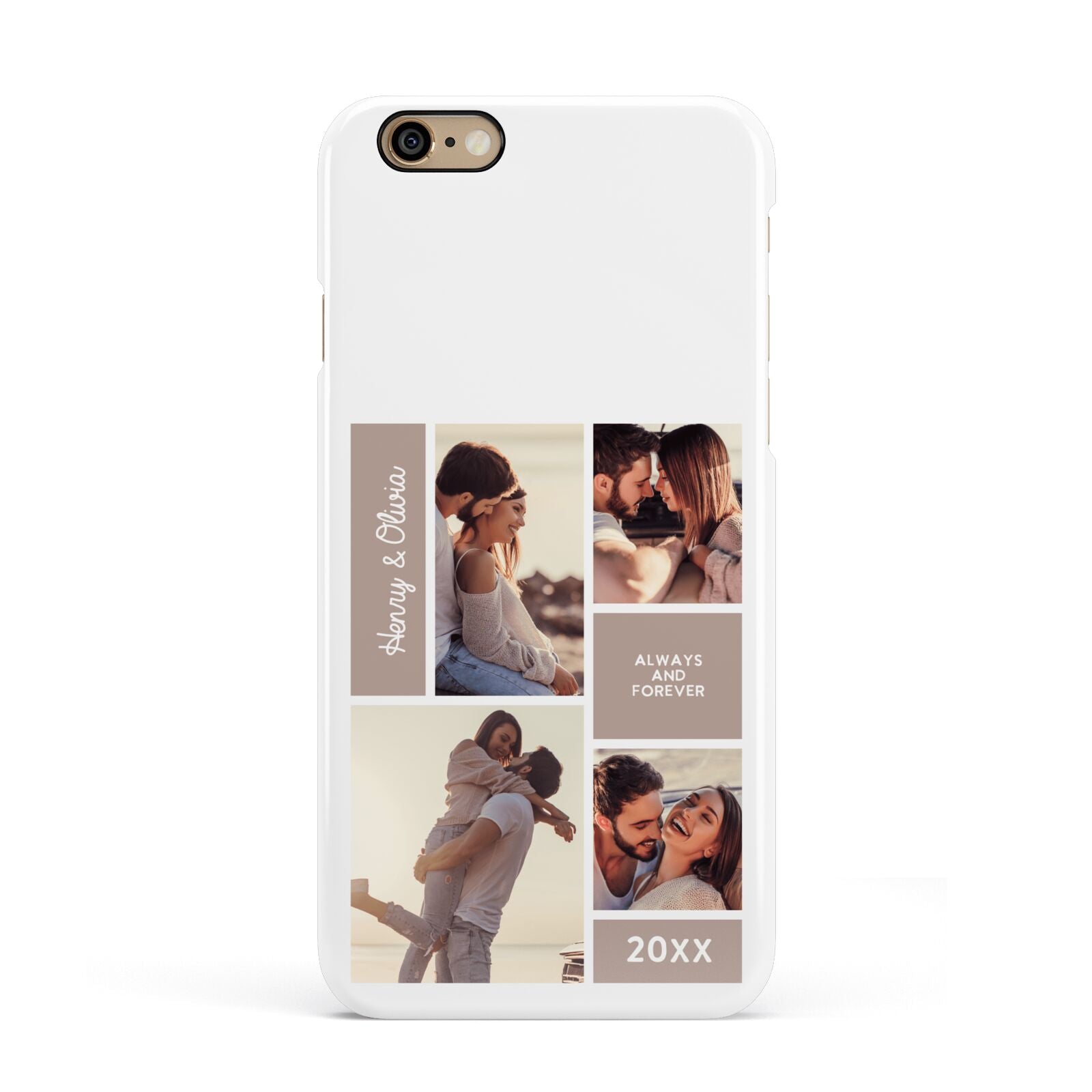 Couples Valentine Photo Collage Personalised Apple iPhone 6 3D Snap Case