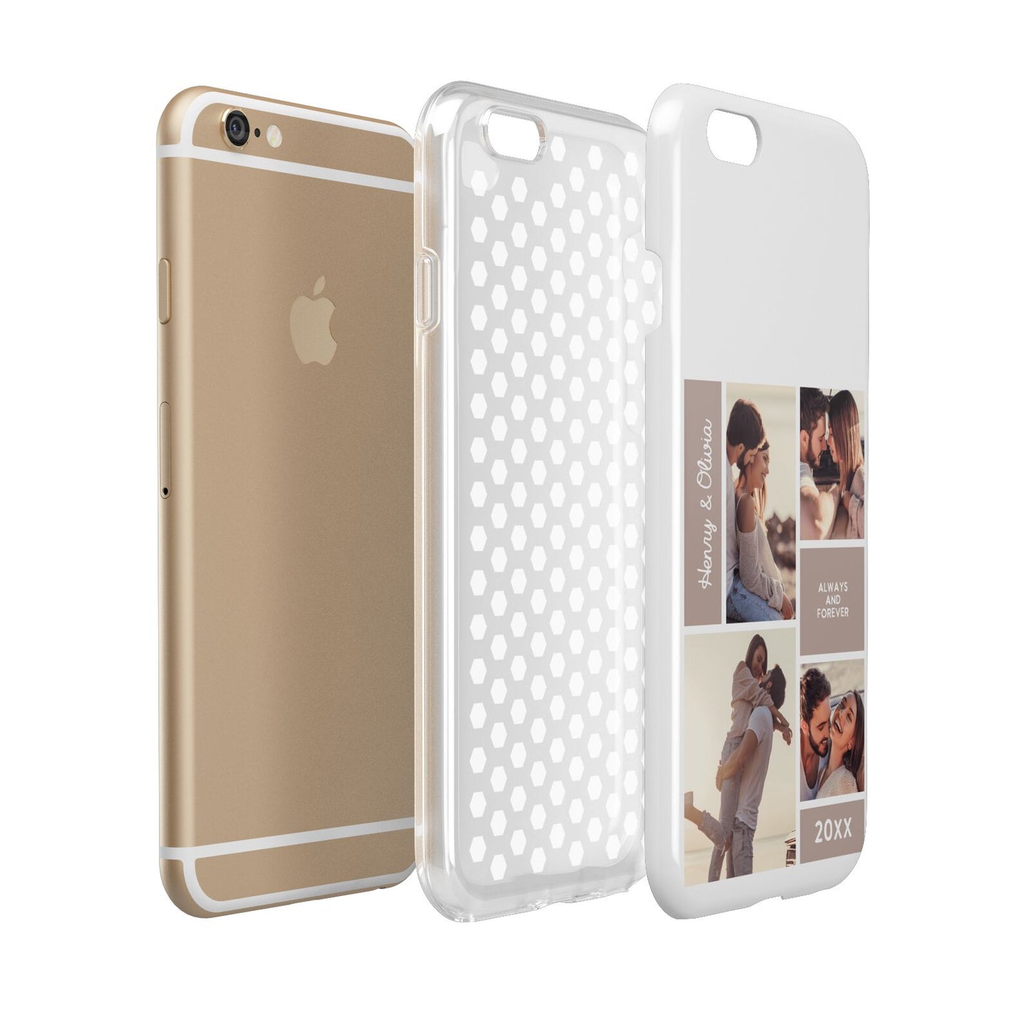 Couples Valentine Photo Collage Personalised Apple iPhone 6 3D Tough Case Expanded view