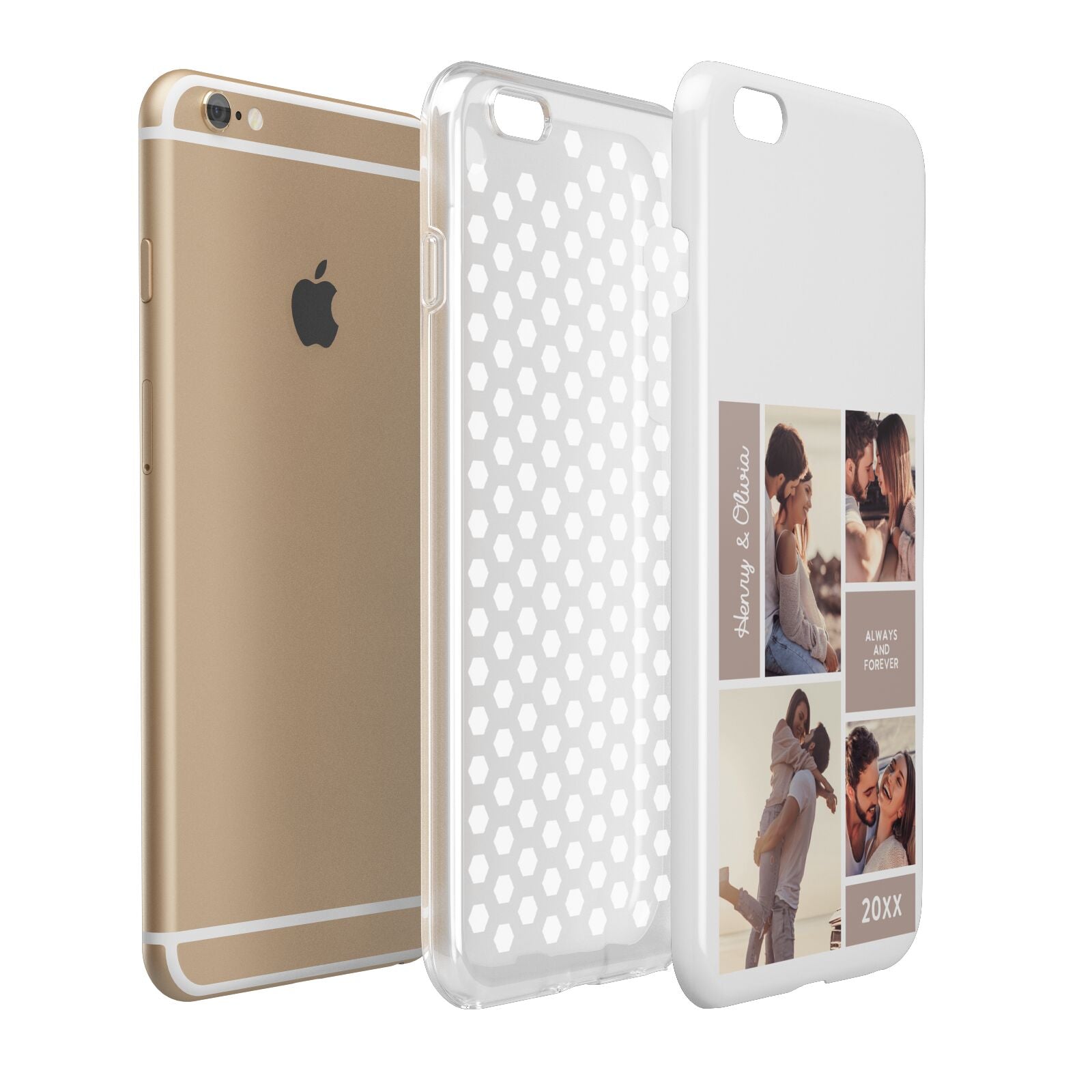 Couples Valentine Photo Collage Personalised Apple iPhone 6 Plus 3D Tough Case Expand Detail Image