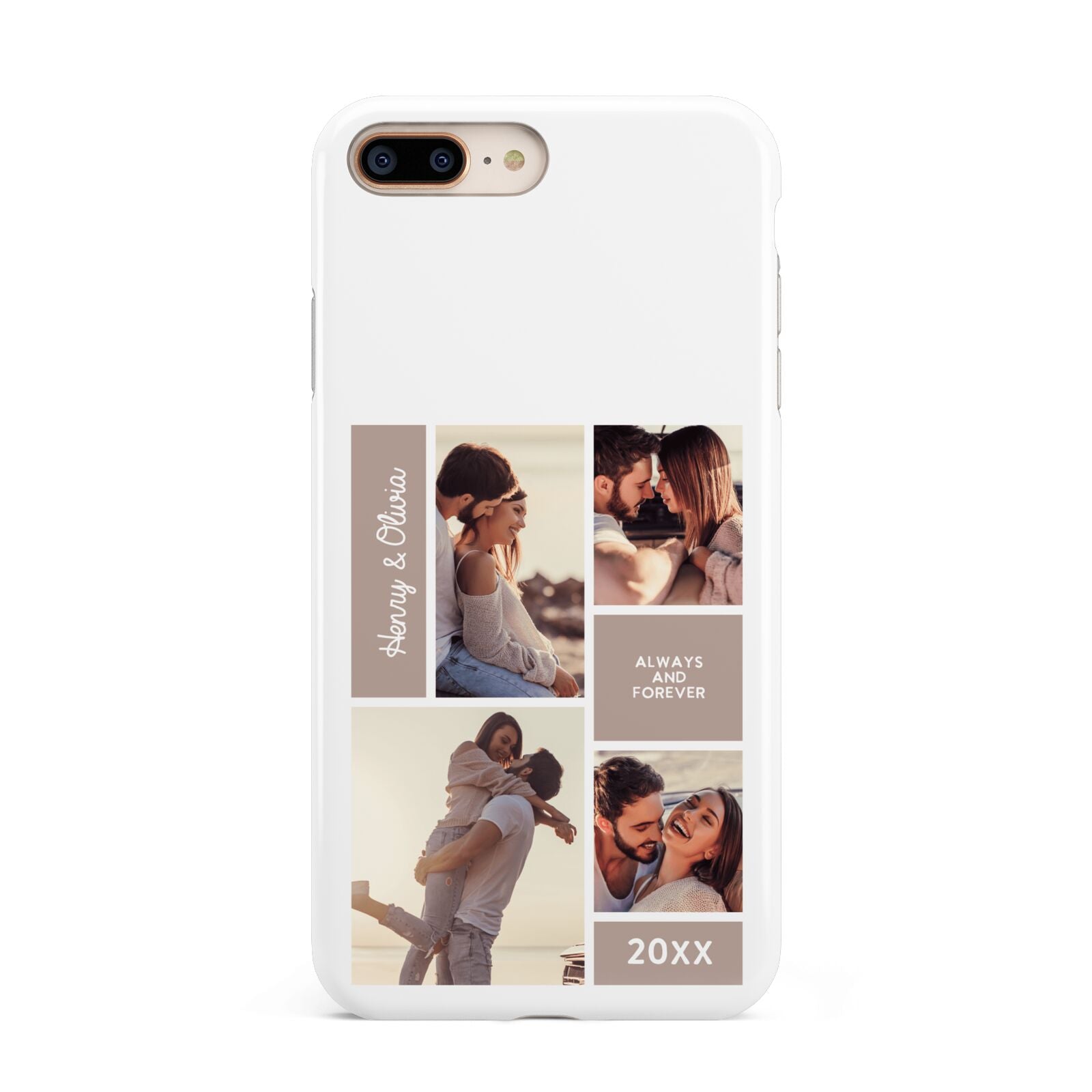 Couples Valentine Photo Collage Personalised Apple iPhone 7 8 Plus 3D Tough Case