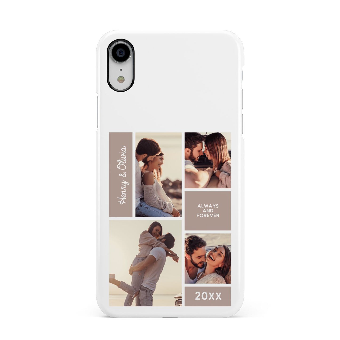 Couples Valentine Photo Collage Personalised Apple iPhone XR White 3D Snap Case