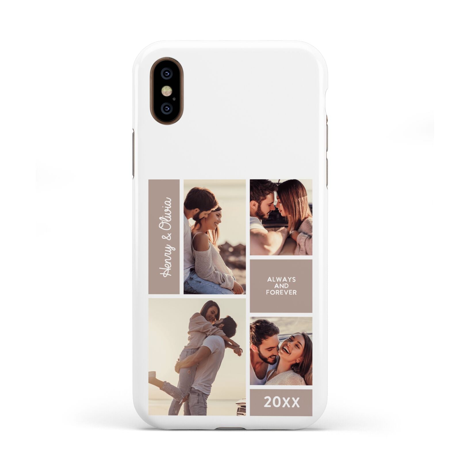 Couples Valentine Photo Collage Personalised Apple iPhone XS 3D Tough