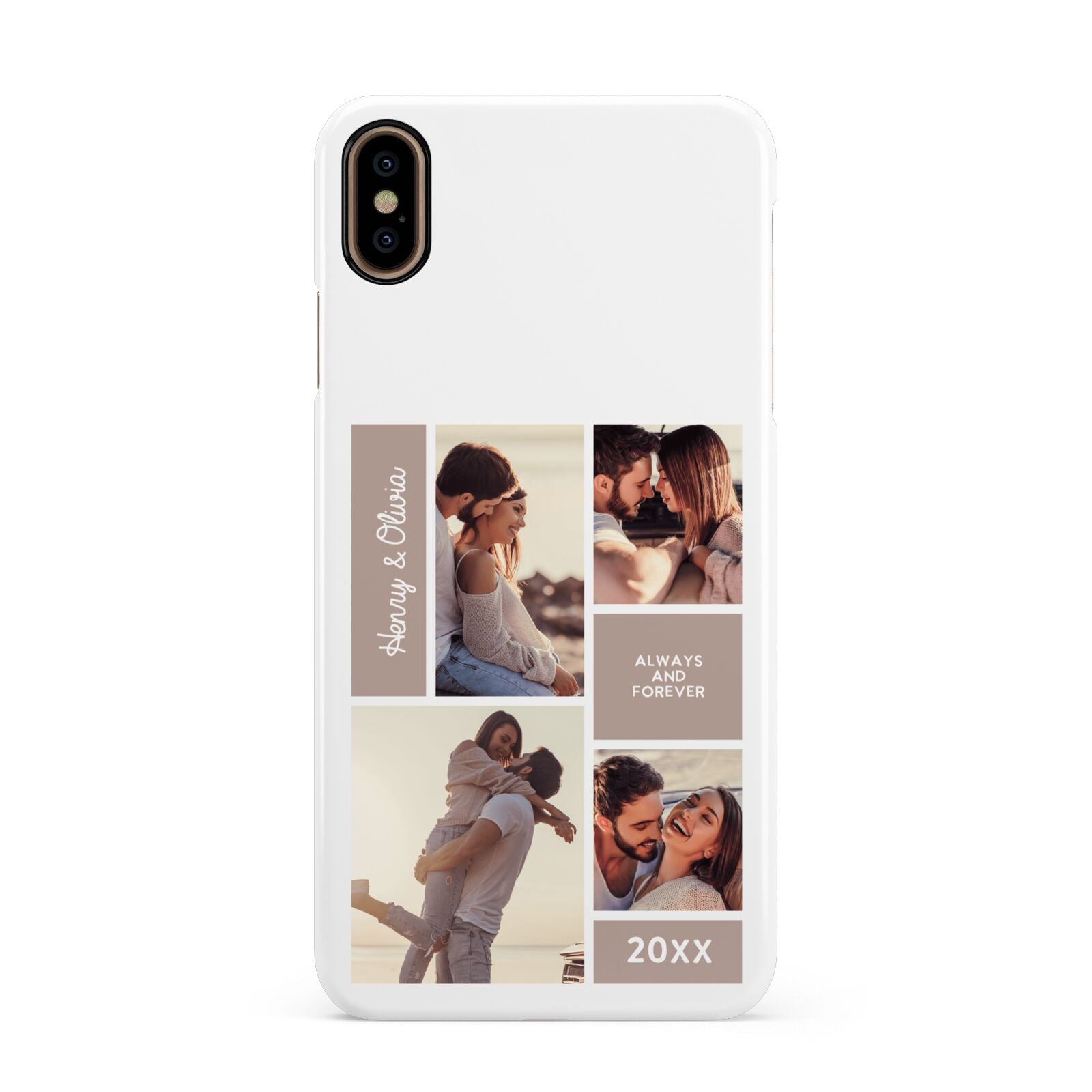 Couples Valentine Photo Collage Personalised Apple iPhone Xs Max 3D Snap Case