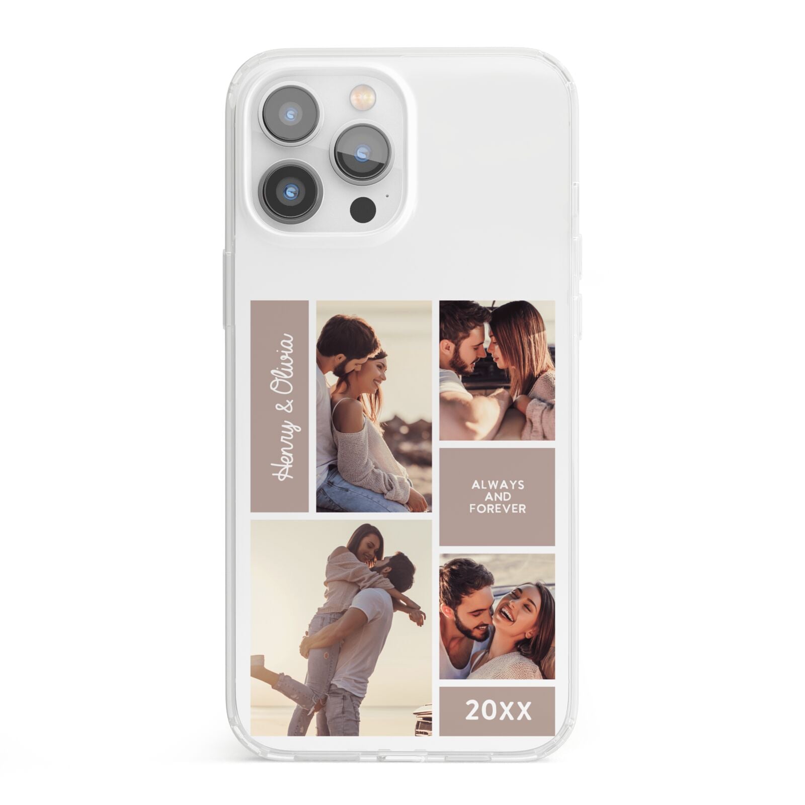 Couples Valentine Photo Collage Personalised iPhone 13 Pro Max Clear Bumper Case