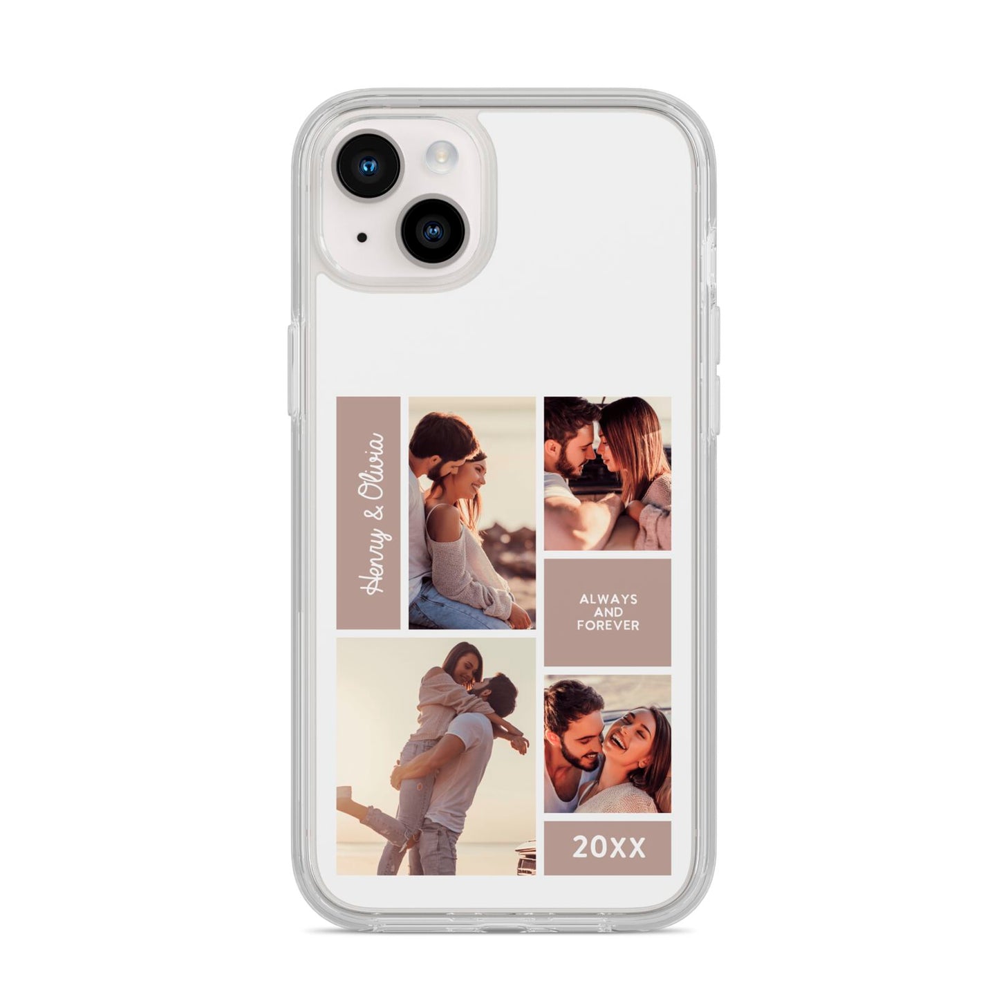 Couples Valentine Photo Collage Personalised iPhone 14 Plus Clear Tough Case Starlight