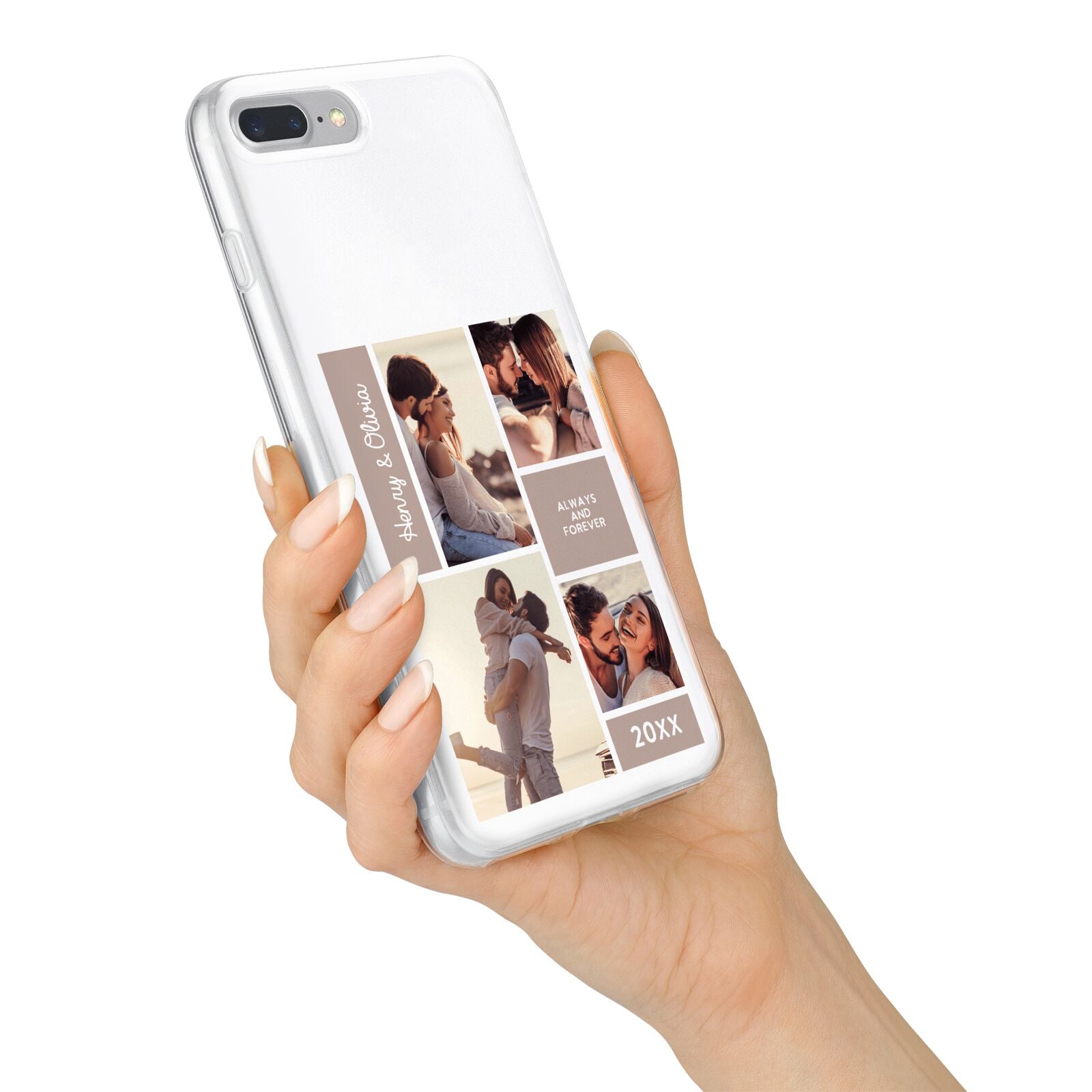 Couples Valentine Photo Collage Personalised iPhone 7 Plus Bumper Case on Silver iPhone Alternative Image