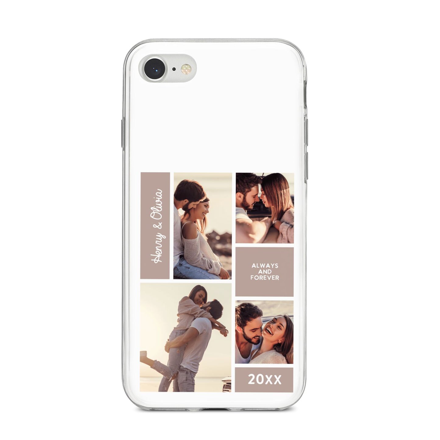 Couples Valentine Photo Collage Personalised iPhone 8 Bumper Case on Silver iPhone