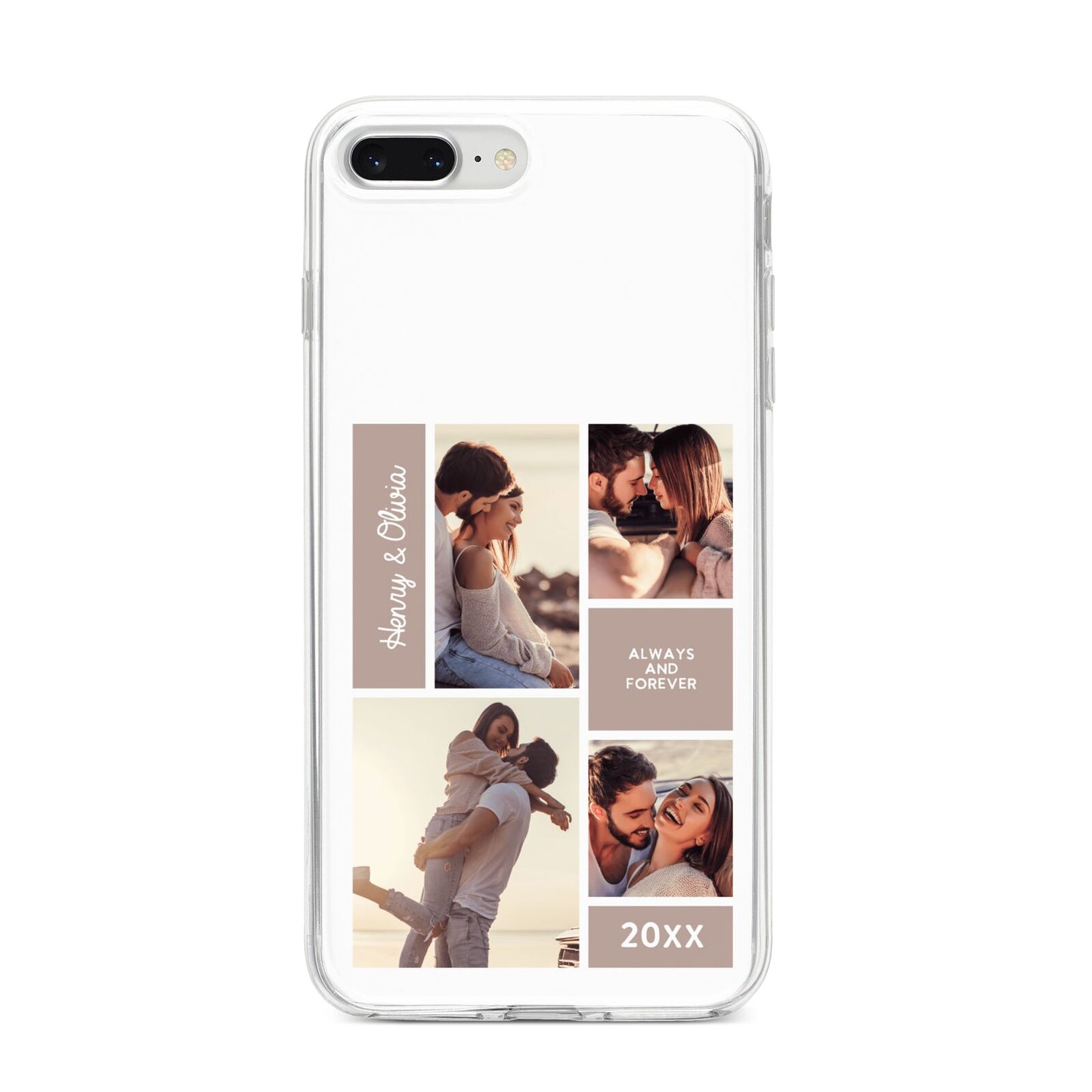 Couples Valentine Photo Collage Personalised iPhone 8 Plus Bumper Case on Silver iPhone