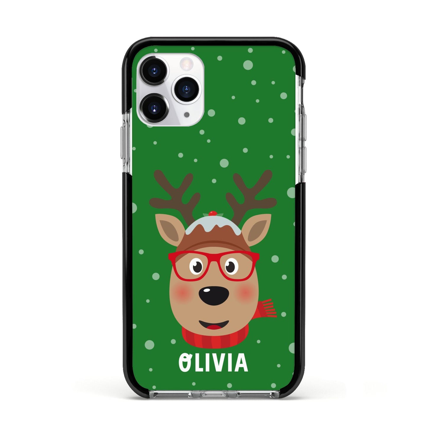 Create Your Own Reindeer Personalised Apple iPhone 11 Pro in Silver with Black Impact Case