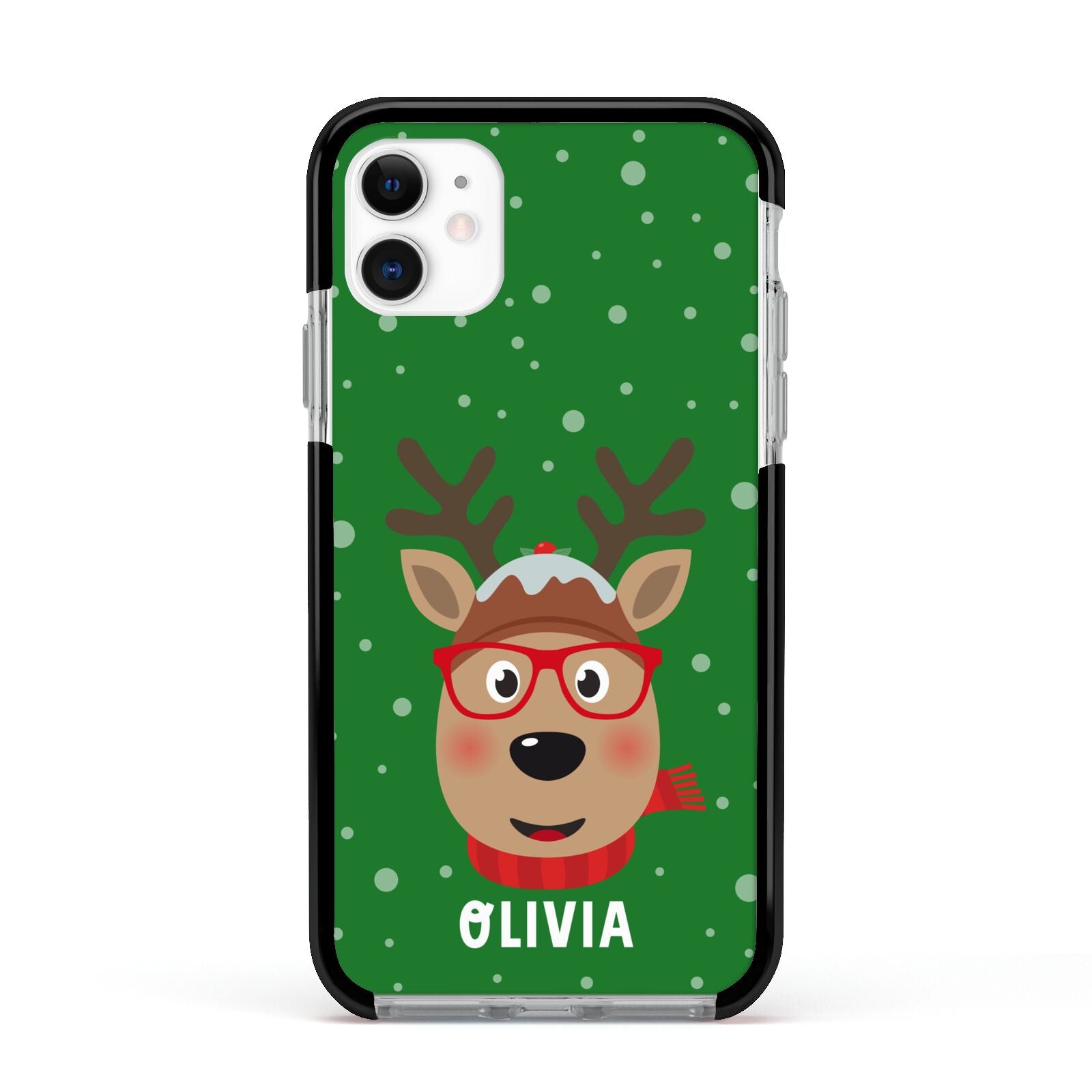 Create Your Own Reindeer Personalised Apple iPhone 11 in White with Black Impact Case